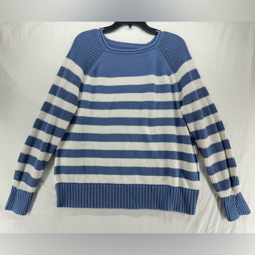 Aerie Striped Rolled Collared Sweater Blue‎ White Nautical Oversized Womens XS